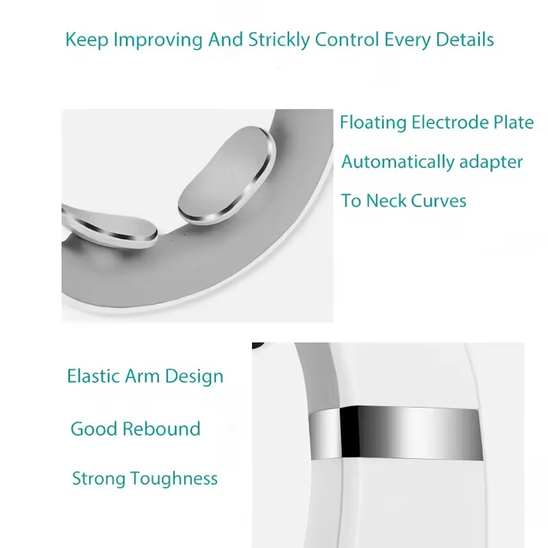 Neck Pulse TENS Machine with Heat Cordless Neck Cervical Vertebra Massager 15 Levels Deep Tissue Massage Portable and Soothing