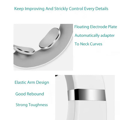 Neck Pulse TENS Machine with Heat Cordless Neck Cervical Vertebra Massager 15 Levels Deep Tissue Massage Portable and Soothing